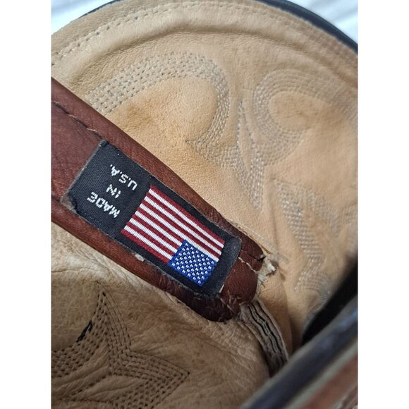 Dan Post Mens Brown Leather Western Cowboy Boots  Embroidered Scalloped Toe 9D - Picture 9 of 13